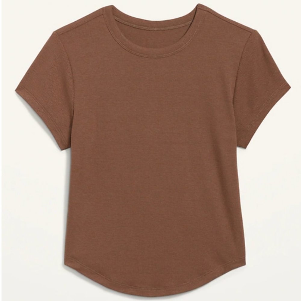 Short-Sleeve UltraLite Cropped Ribbed Knit T